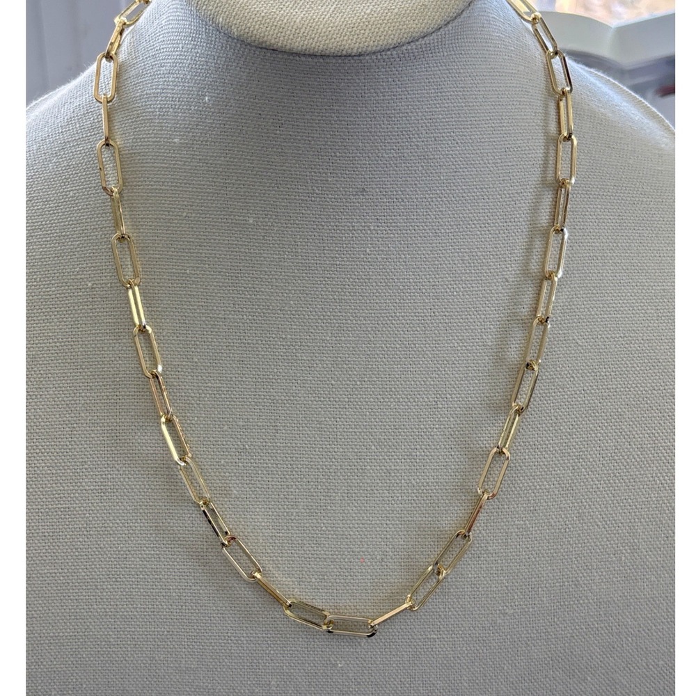 Necklace Gold Tone Paperclip Chain Lobster Clasp Modern Style New